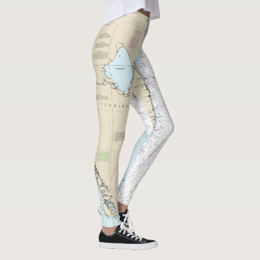 Florida Sailing Authentic Nautical Chart Boater's Leggings (Rechts)