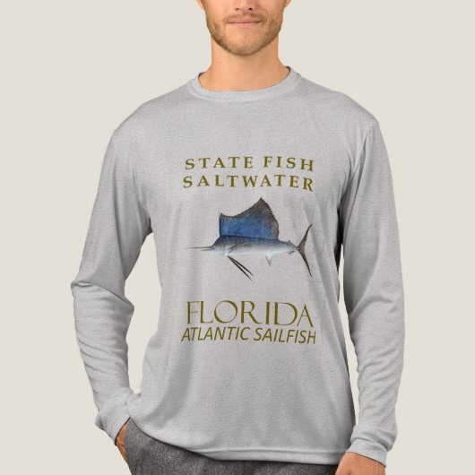 Florida Saltwater Fish Atlantic Sailfish Design Tri-Blend Shirt (Voorkant volledig)