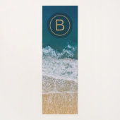 Florida Sandy Beach Turquoise Zee Golden Monogram Yogamat (Achterkant)