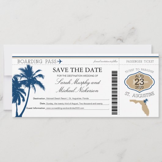 Florida Save the Date Boarding Pass (Voorkant)