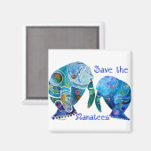 Florida Save the Manatees in Vivid Blues Magneet (Voorkant / Achterkant)