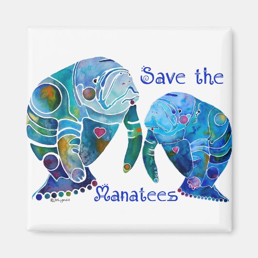 Florida Save the Manatees in Vivid Blues Magneet (Voorkant)