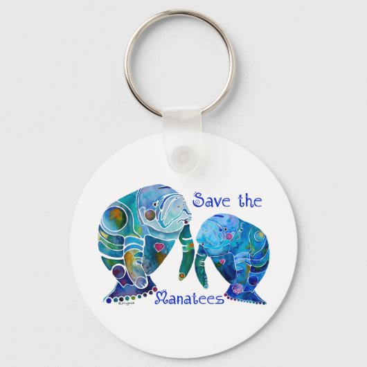 Florida Save the Manatees in Vivid Blues Sleutelhanger (Voorkant)