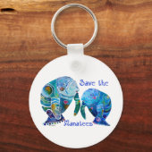 Florida Save the Manatees in Vivid Blues Sleutelhanger (Voorkant)
