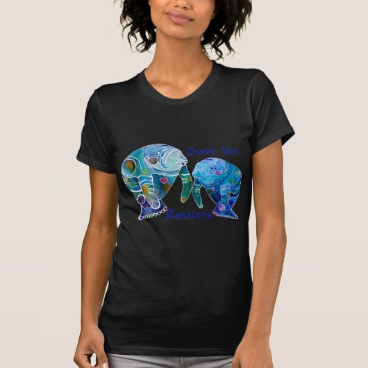 Florida Save the Manatees in Vivid Blues T-shirt (Voorkant)