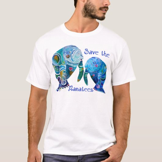 Florida Save the Manatees in Vivid Blues T-shirt (Voorkant)
