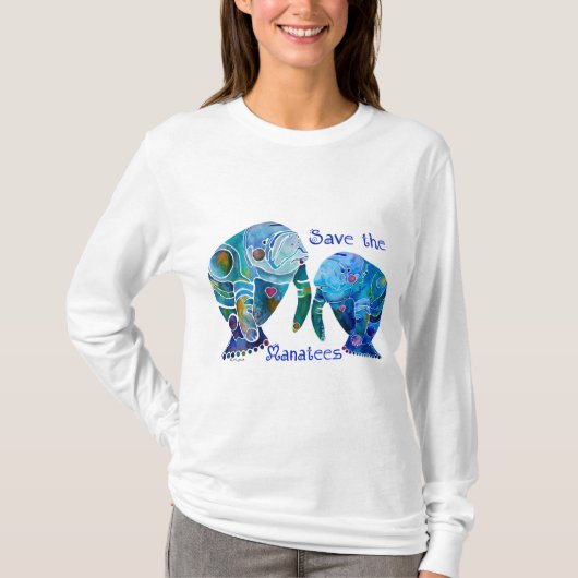 Florida Save the Manatees in Vivid Blues T-shirt (Voorkant)