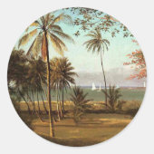 Florida Scene, mooi kunstschilderij, Ronde Sticker (Voorkant)