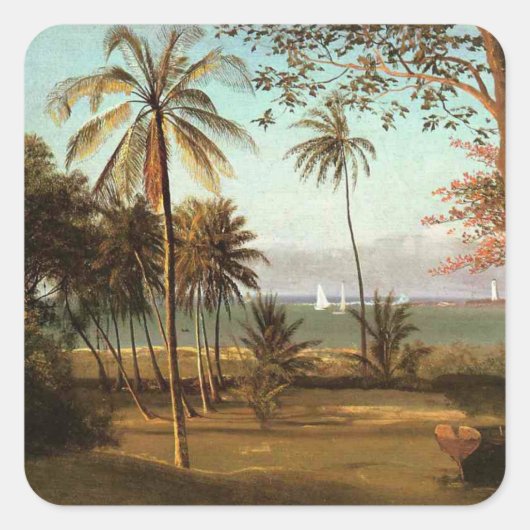 Florida Scene van Albert Bierstadt Vierkante Sticker (Voorkant)