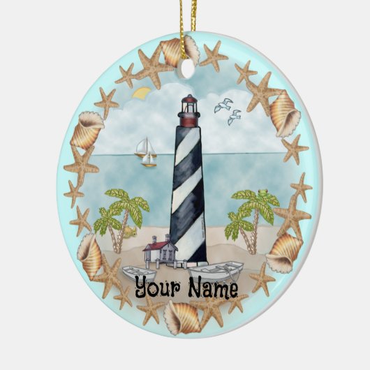Florida Schelpen Vuurtoren Ornament (Links)