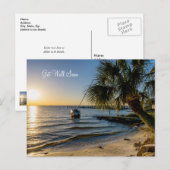 Florida Scheve Palmboom Zonsondergang Beterschap A Briefkaart (Voorkant / Achterkant)