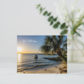 Florida Scheve Palmboom Zonsondergang Beterschap A Briefkaart (Staand voorkant)