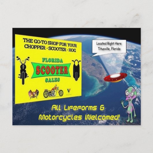 Florida Scooter Sales Alien Briefkaart (Voorkant)