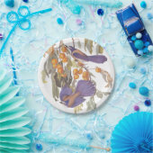 Florida Scrub Jay Audubon Bird op Oranje Boom Papieren Bordje (Feest)