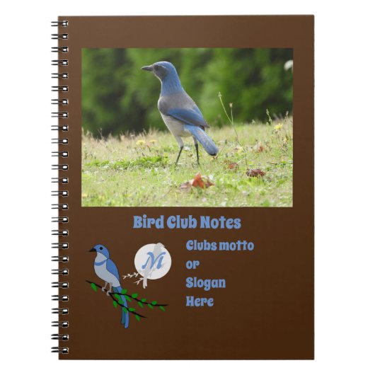 Florida Scrub Jay Bird Club Monogram Foto Notitieboek (Voorkant)