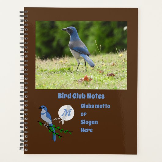 Florida Scrub Jay Bird Club Monogram Foto Planner (Voorkant)