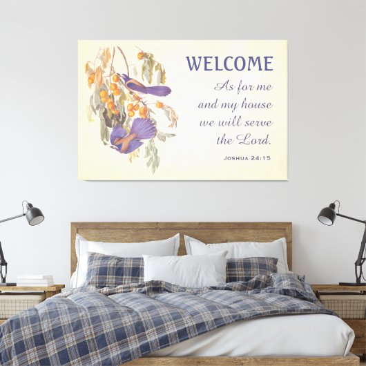 Florida Scrub Jay Birds en Verse Doormat Canvas Afdruk (Insitu (Slaapkamer))