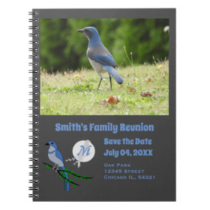 Florida Scrub Jay Family Reunion Monogram Foto Notitieboek