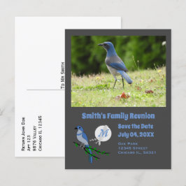 Florida Scrub Jay Family Reunion Monogram Foto Uitnodiging Briefkaart
