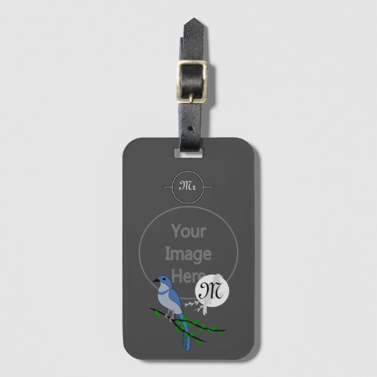 Florida Scrub Jay Monogram Crest Bagagelabel (Voorkant (verticaal))