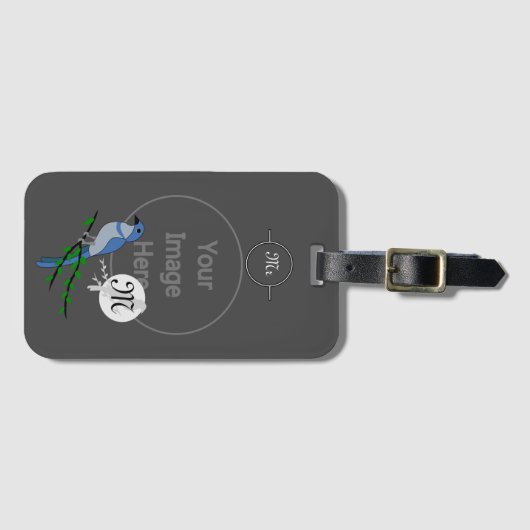 Florida Scrub Jay Monogram Crest Bagagelabel (Voorkant (horizontaal))