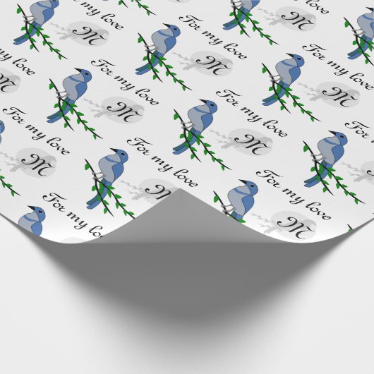 Florida Scrub Jay Monogram Crest Cadeaupapier (Hoek)