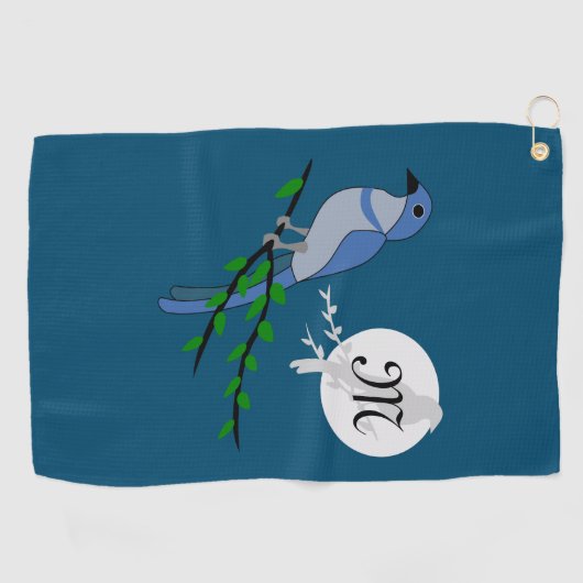Florida Scrub Jay Monogram Crest Golfhanddoek (Horizontaal)