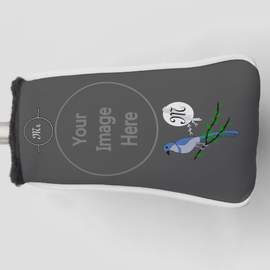 Florida Scrub Jay Monogram Crest Golfheadcover (Voorkant)