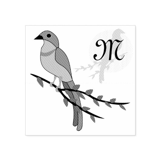 Florida Scrub Jay Monogram Crest Rubberstempel (Afrduk)