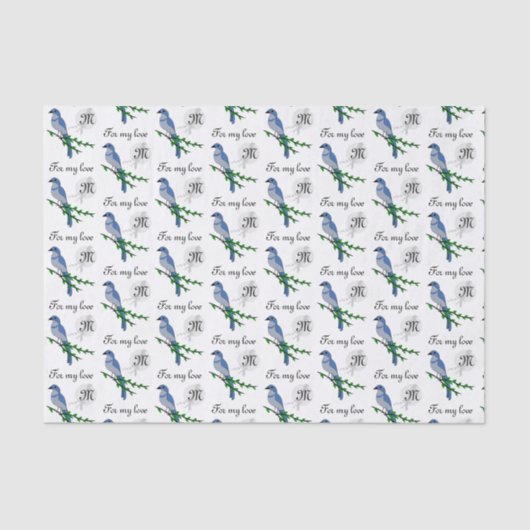 Florida Scrub Jay Monogram Crest Tissuepapier (Voorkant)