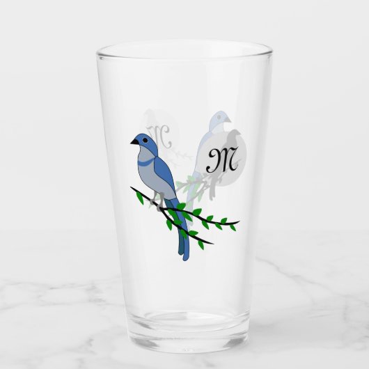Florida Scrub Jay Monogram Glas (Voorkant)