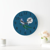 Florida Scrub Jay Monogram Grote Klok (Huis)