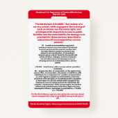 Florida SDiT (Service Dog In Training) info badge (Achterkant)