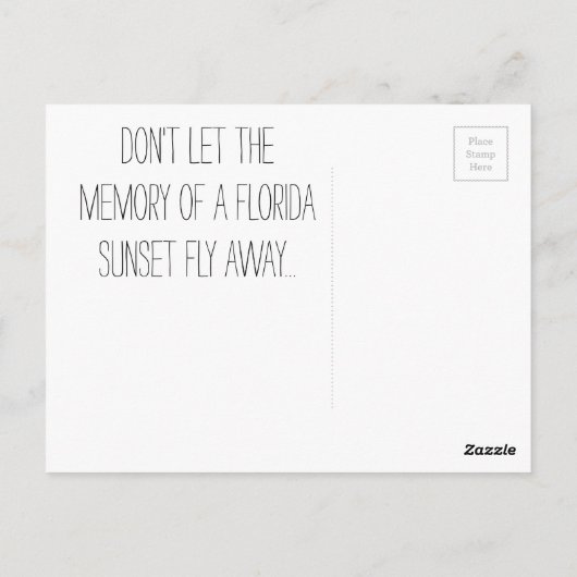 Florida Seagull Sunset Briefkaart (Achterkant)