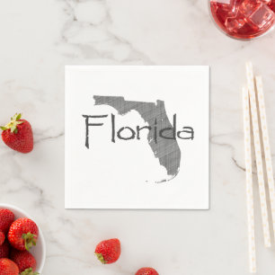 Florida Shaped Grey Chalkboard Floridian Party Servetten