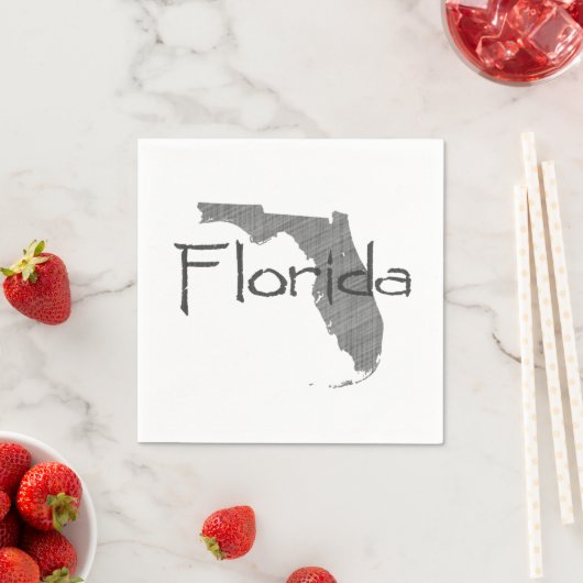 Florida Shaped Grey Chalkboard Floridian Party Servetten (Insitu)