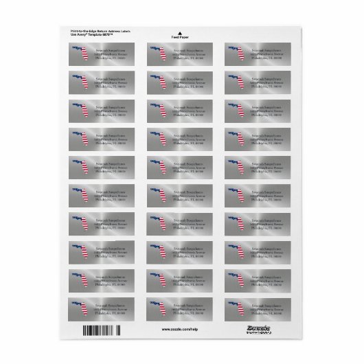 Florida Silver State American Flag Patriotic Etiket (Full Sheet)