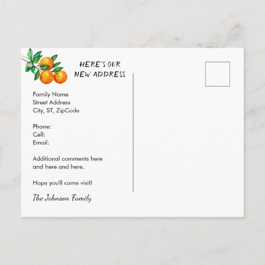 Florida Sinaasappels tegen een aqua Waterverf hek Aankondigingskaart (Achterkant)