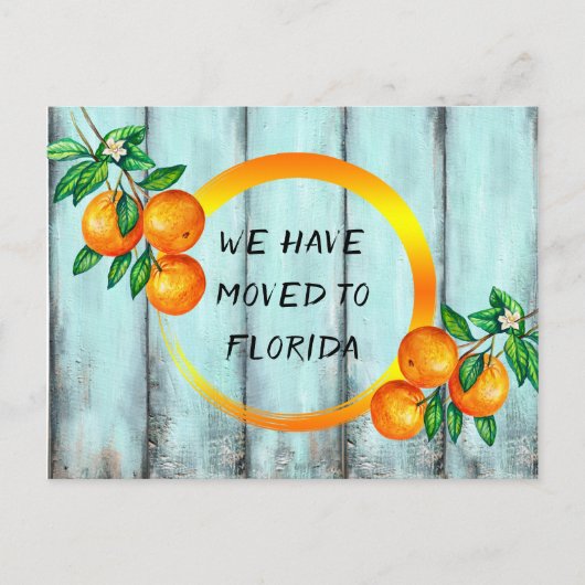 Florida Sinaasappels tegen een aqua Waterverf hek Aankondigingskaart (Voorkant)