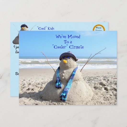 Florida Snowman - Beach - New Address Post Kaart (Voorkant / Achterkant)