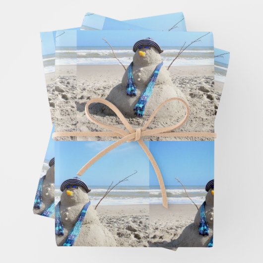 Florida Snowman - Beach - Papieren pakbladen Inpakpapier Vel (In situ)