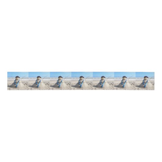 Florida Snowman - Beach Sand Sculpture Ribbon Grosgrain Lint (Voorkant)