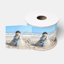 Florida Snowman - Beach Sand Sculpture Ribbon Grosgrain Lint