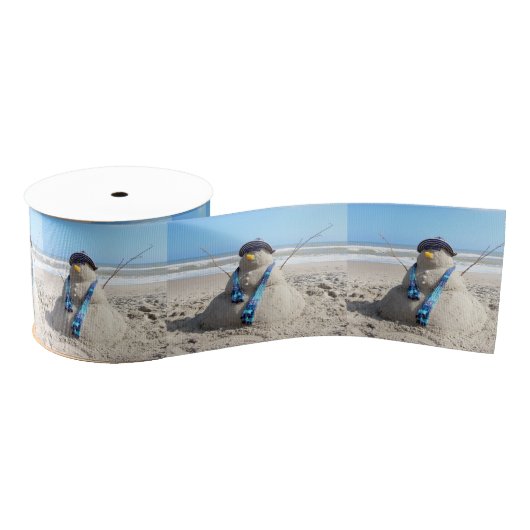 Florida Snowman - Beach Sand Sculpture Ribbon Grosgrain Lint (Spoel)