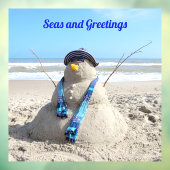 Florida Snowman - Beach Sculpture Window Cling Raamsticker (Vel 3)