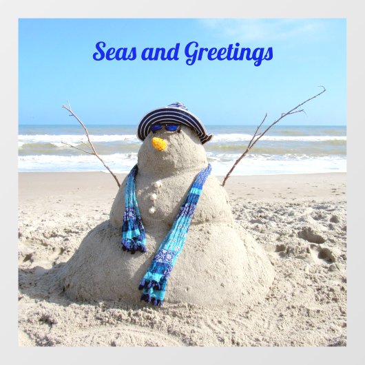 Florida Snowman - Beach Sculpture Window Cling Raamsticker (Vel)