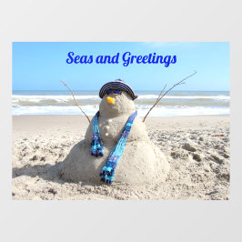 Florida Snowman - Beach Sculpture Window Cling Raamsticker