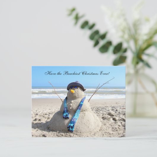 Florida Snowman Christmas Briefkaart (Staand voorkant)