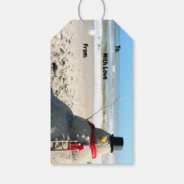 Florida Snowman met Elf - Beach - Kerstmis Cadeaulabel