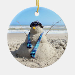 Florida Snowman Porcelain Ornament
